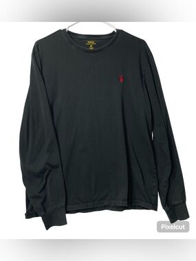 Polo by Ralph Lauren Black Long-Sleeve Crewneck with Red Pony